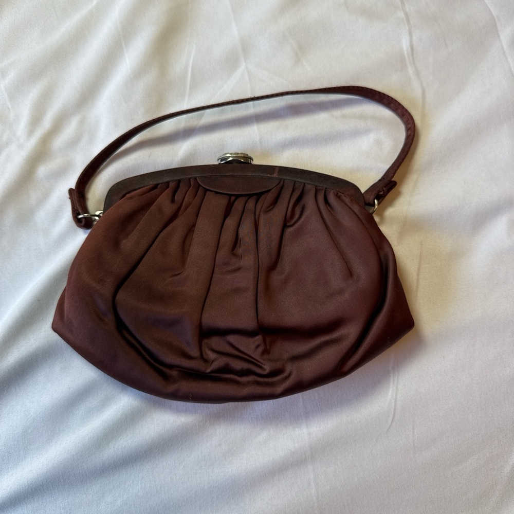 Vintage 1950s Garay Elegant Brown Clutch with Wristlet